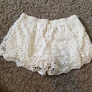 Lacey cream shorts